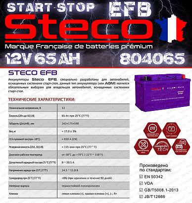 STECO EFB EURO 65R+ (804065)